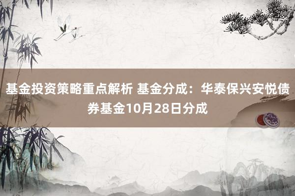 基金投资策略重点解析 基金分成：华泰保兴安悦债券基金10月28日分成