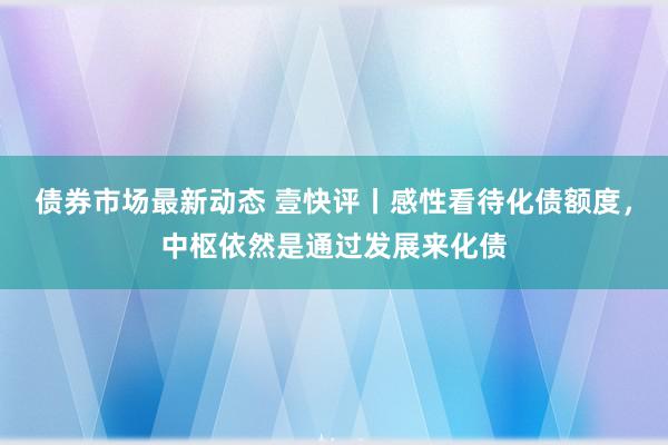 债券市场最新动态 壹快评丨感性看待化债额度，中枢依然是通过发展来化债