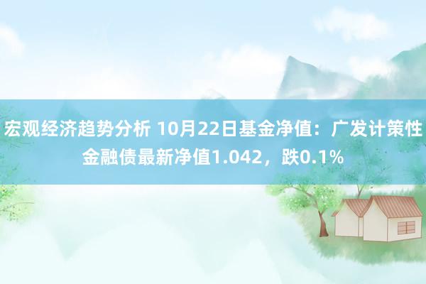 宏观经济趋势分析 10月22日基金净值：广发计策性金融债最新净值1.042，跌0.1%