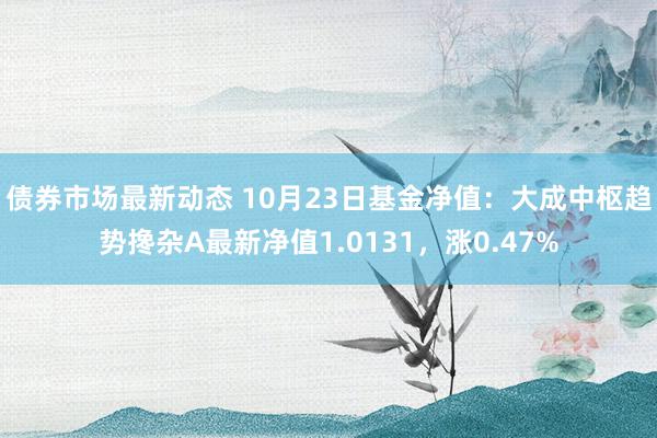 债券市场最新动态 10月23日基金净值：大成中枢趋势搀杂A最新净值1.0131，涨0.47%