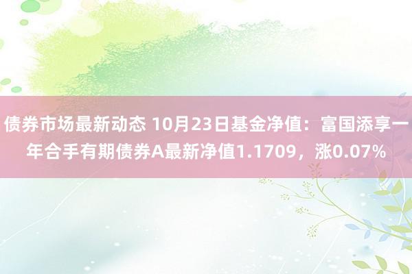 债券市场最新动态 10月23日基金净值：富国添享一年合手有期债券A最新净值1.1709，涨0.07%