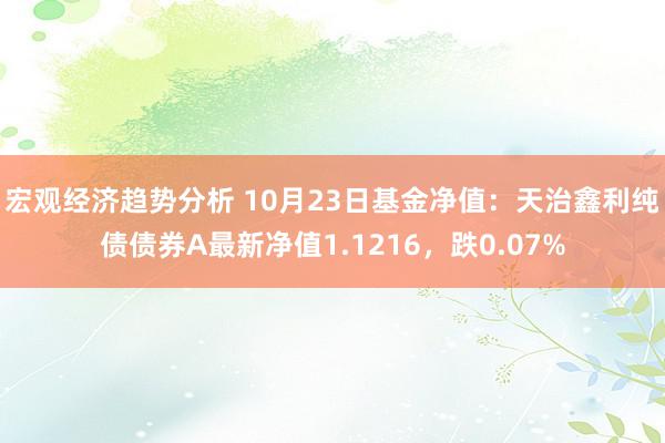 宏观经济趋势分析 10月23日基金净值：天治鑫利纯债债券A最新净值1.1216，跌0.07%