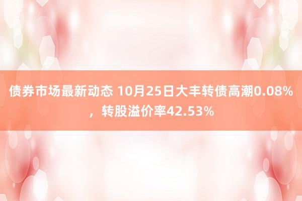 债券市场最新动态 10月25日大丰转债高潮0.08%，转股溢价率42.53%