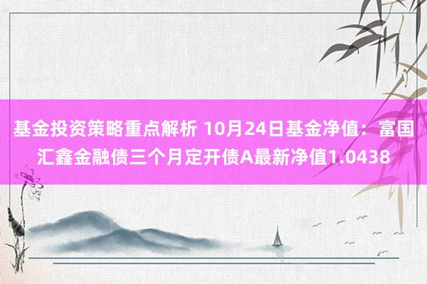 基金投资策略重点解析 10月24日基金净值：富国汇鑫金融债三个月定开债A最新净值1.0438