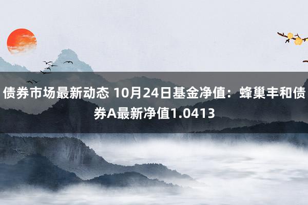 债券市场最新动态 10月24日基金净值：蜂巢丰和债券A最新净值1.0413