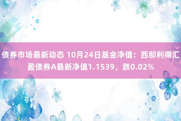 债券市场最新动态 10月24日基金净值：西部利得汇盈债券A最新净值1.1539，跌0.02%