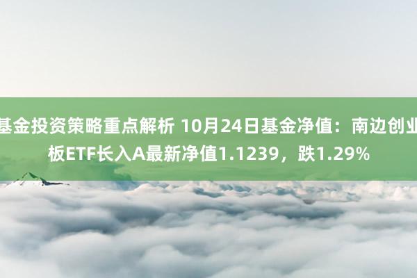 基金投资策略重点解析 10月24日基金净值：南边创业板ETF长入A最新净值1.1239，跌1.29%