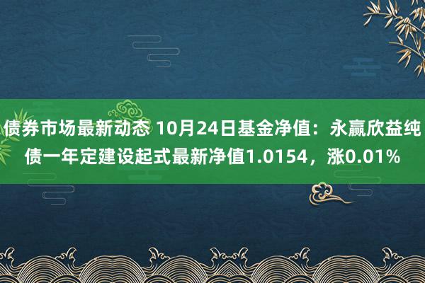 债券市场最新动态 10月24日基金净值：永赢欣益纯债一年定建设起式最新净值1.0154，涨0.01%