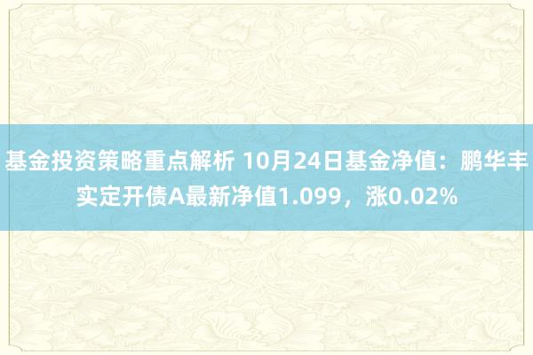 基金投资策略重点解析 10月24日基金净值：鹏华丰实定开债A最新净值1.099，涨0.02%