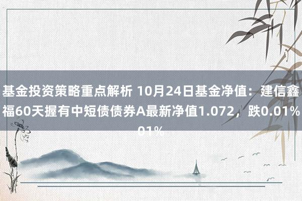 基金投资策略重点解析 10月24日基金净值：建信鑫福60天握有中短债债券A最新净值1.072，跌0.01%