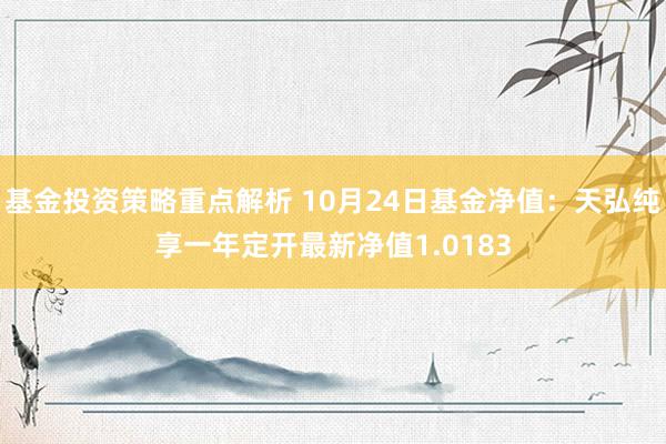 基金投资策略重点解析 10月24日基金净值：天弘纯享一年定开最新净值1.0183