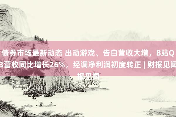 债券市场最新动态 出动游戏、告白营收大增，B站Q3营收同比增长26%，经调净利润初度转正 | 财报见闻