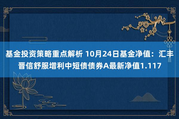 基金投资策略重点解析 10月24日基金净值：汇丰晋信舒服增利中短债债券A最新净值1.117