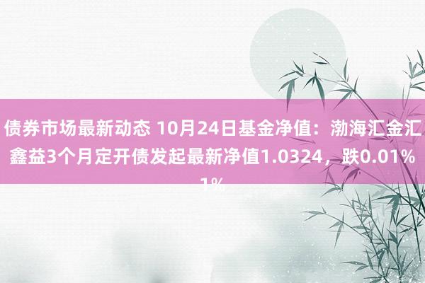 债券市场最新动态 10月24日基金净值：渤海汇金汇鑫益3个月定开债发起最新净值1.0324，跌0.01%