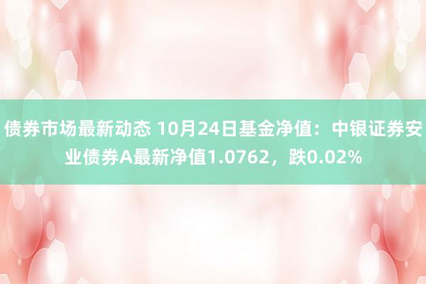 债券市场最新动态 10月24日基金净值：中银证券安业债券A最新净值1.0762，跌0.02%