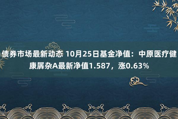 债券市场最新动态 10月25日基金净值：中原医疗健康羼杂A最新净值1.587，涨0.63%