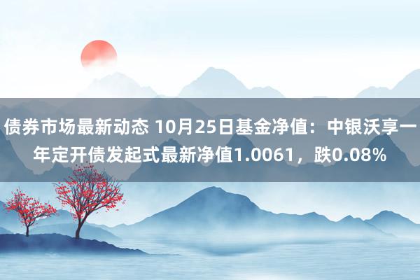 债券市场最新动态 10月25日基金净值：中银沃享一年定开债发起式最新净值1.0061，跌0.08%