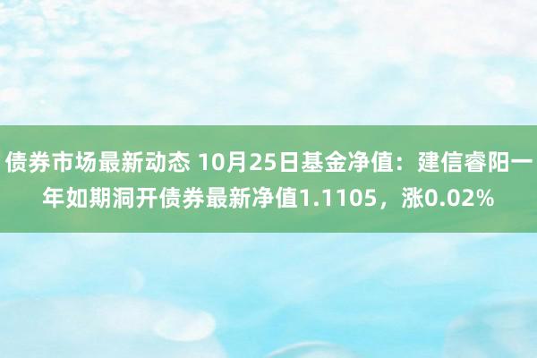 债券市场最新动态 10月25日基金净值：建信睿阳一年如期洞开债券最新净值1.1105，涨0.02%