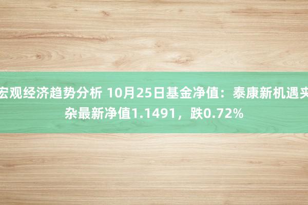 宏观经济趋势分析 10月25日基金净值：泰康新机遇夹杂最新净值1.1491，跌0.72%