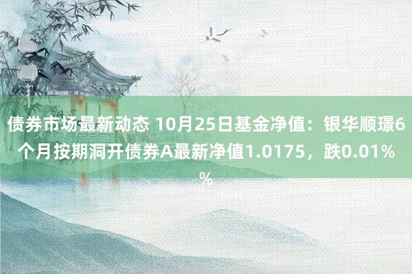 债券市场最新动态 10月25日基金净值：银华顺璟6个月按期洞开债券A最新净值1.0175，跌0.01%