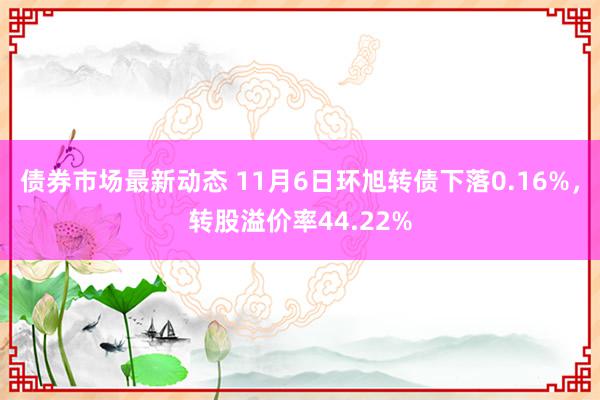 债券市场最新动态 11月6日环旭转债下落0.16%，转股溢价率44.22%