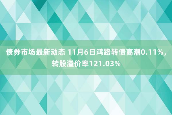 债券市场最新动态 11月6日鸿路转债高潮0.11%，转股溢价率121.03%