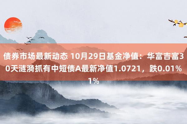 债券市场最新动态 10月29日基金净值：华富吉富30天涟漪抓有中短债A最新净值1.0721，跌0.01%