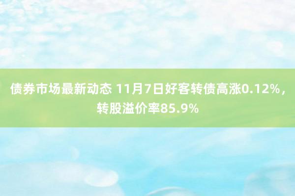 债券市场最新动态 11月7日好客转债高涨0.12%，转股溢价率85.9%