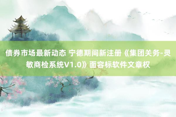 债券市场最新动态 宁德期间新注册《集团关务-灵敏商检系统V1.0》面容标软件文章权