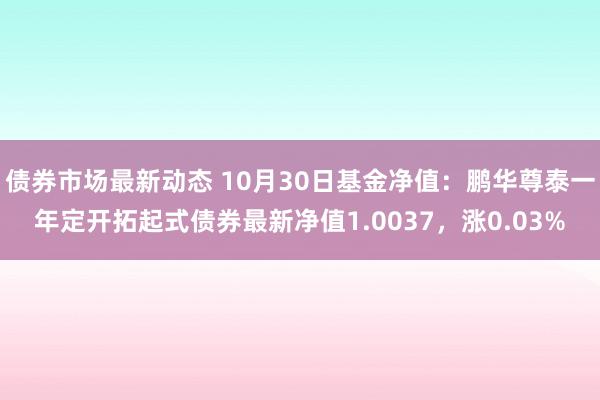 债券市场最新动态 10月30日基金净值：鹏华尊泰一年定开拓起式债券最新净值1.0037，涨0.03%