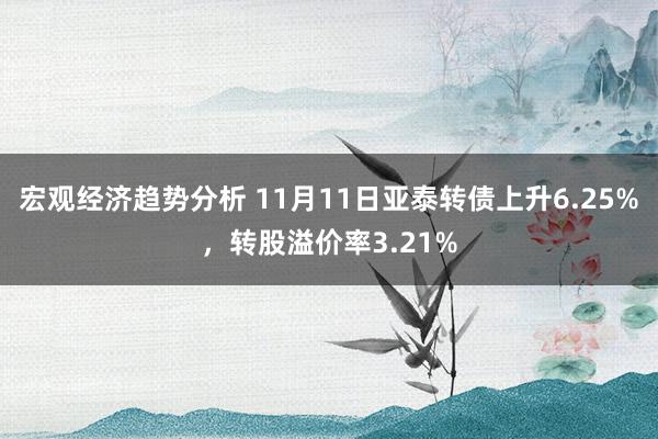 宏观经济趋势分析 11月11日亚泰转债上升6.25%，转股溢价率3.21%