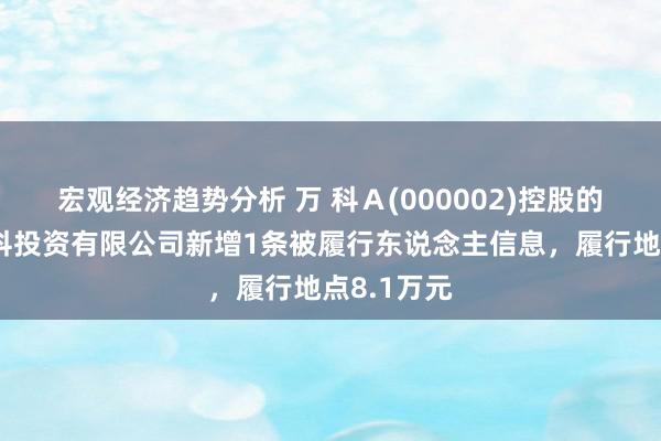 宏观经济趋势分析 万 科Ａ(000002)控股的莆田市万科投资有限公司新增1条被履行东说念主信息，履行地点8.1万元