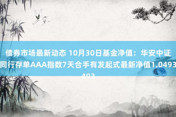 债券市场最新动态 10月30日基金净值：华安中证同行存单AAA指数7天合手有发起式最新净值1.0493