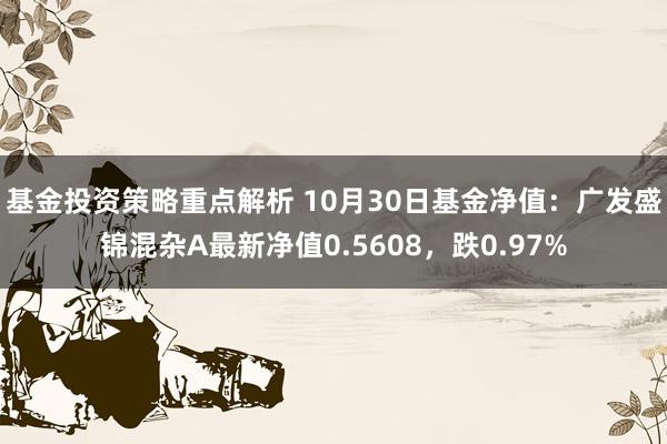 基金投资策略重点解析 10月30日基金净值：广发盛锦混杂A最新净值0.5608，跌0.97%