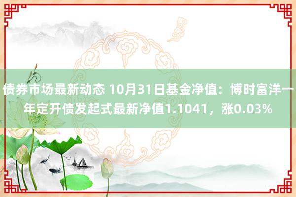 债券市场最新动态 10月31日基金净值：博时富洋一年定开债发起式最新净值1.1041，涨0.03%