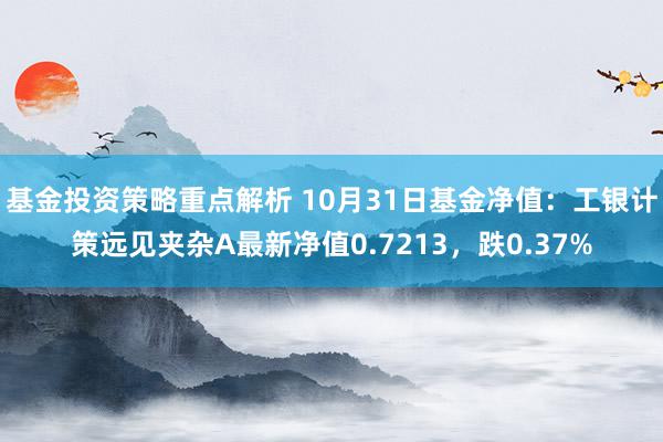 基金投资策略重点解析 10月31日基金净值：工银计策远见夹杂A最新净值0.7213，跌0.37%