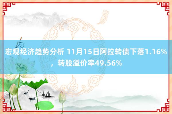 宏观经济趋势分析 11月15日阿拉转债下落1.16%，转股溢价率49.56%