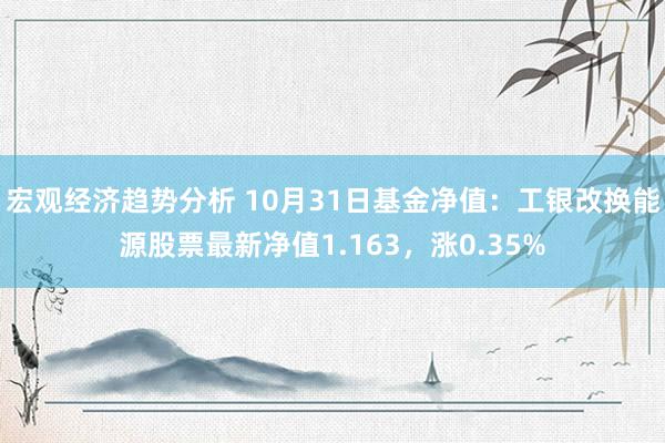 宏观经济趋势分析 10月31日基金净值：工银改换能源股票最新净值1.163，涨0.35%