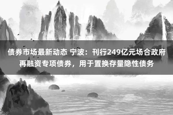 债券市场最新动态 宁波：刊行249亿元场合政府再融资专项债券，用于置换存量隐性债务