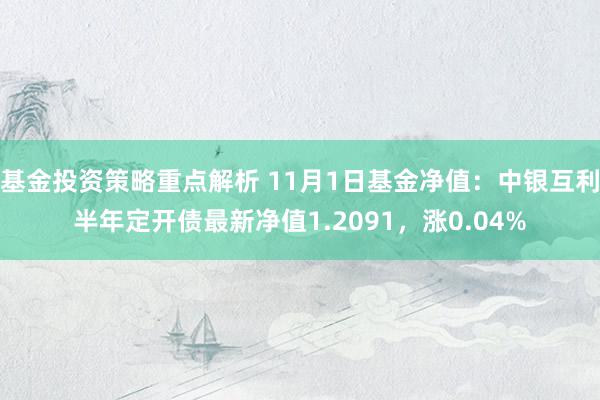 基金投资策略重点解析 11月1日基金净值：中银互利半年定开债最新净值1.2091，涨0.04%