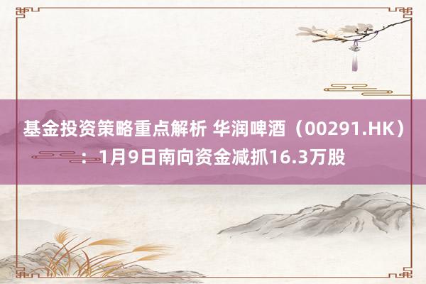 基金投资策略重点解析 华润啤酒（00291.HK）：1月9日南向资金减抓16.3万股