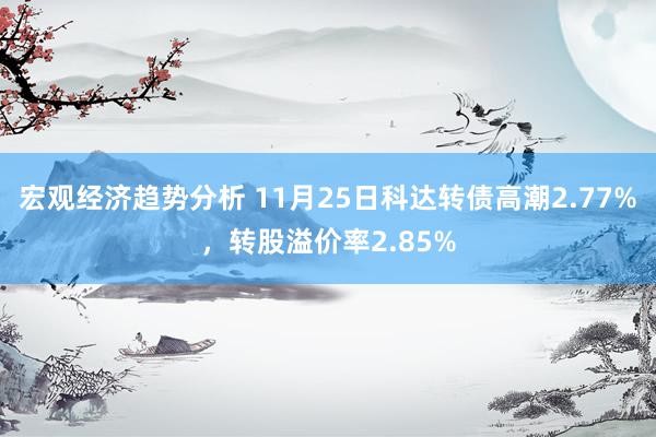 宏观经济趋势分析 11月25日科达转债高潮2.77%，转股溢价率2.85%