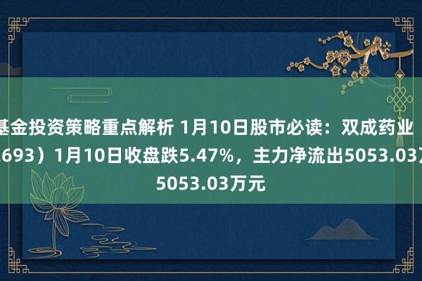 基金投资策略重点解析 1月10日股市必读：双成药业（002693）1月10日收盘跌5.47%，主力净流出5053.03万元