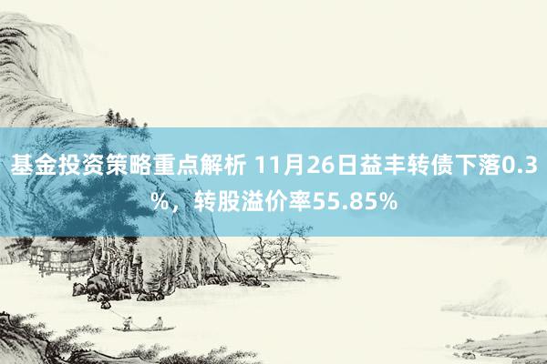 基金投资策略重点解析 11月26日益丰转债下落0.3%，转股溢价率55.85%