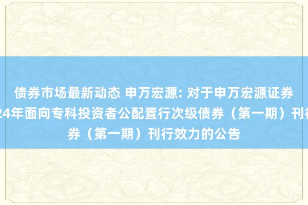 债券市场最新动态 申万宏源: 对于申万宏源证券有限公司2024年面向专科投资者公配置行次级债券（第一期）刊行效力的公告