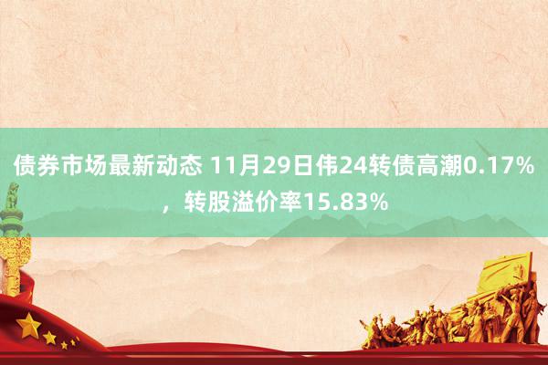 债券市场最新动态 11月29日伟24转债高潮0.17%，转股溢价率15.83%