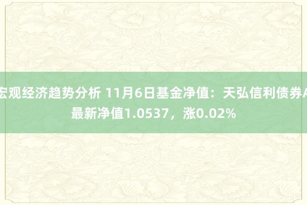 宏观经济趋势分析 11月6日基金净值：天弘信利债券A最新净值1.0537，涨0.02%