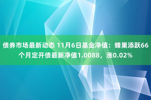 债券市场最新动态 11月6日基金净值：蜂巢添跃66个月定开债最新净值1.0088，涨0.02%