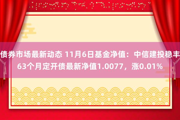 债券市场最新动态 11月6日基金净值：中信建投稳丰63个月定开债最新净值1.0077，涨0.01%