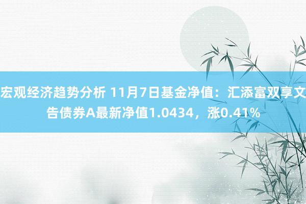 宏观经济趋势分析 11月7日基金净值：汇添富双享文告债券A最新净值1.0434，涨0.41%